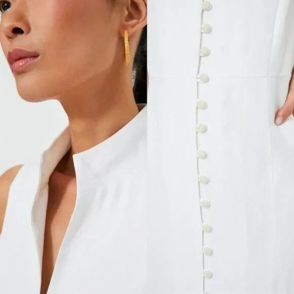 Tuckernuck White Leighton Sleeveless Linen Midi Dress Button Front NWT - Picture 4 of 15